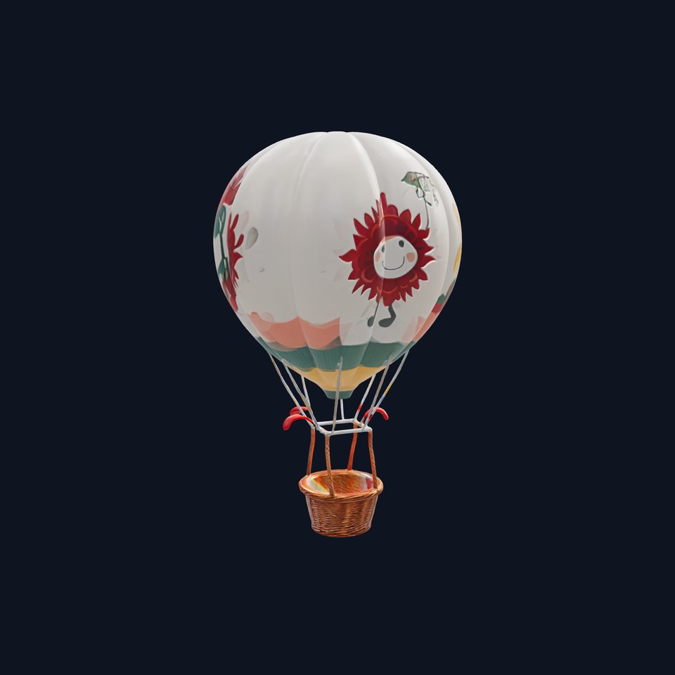 Festive Balloon with Artwork and Basket model pack